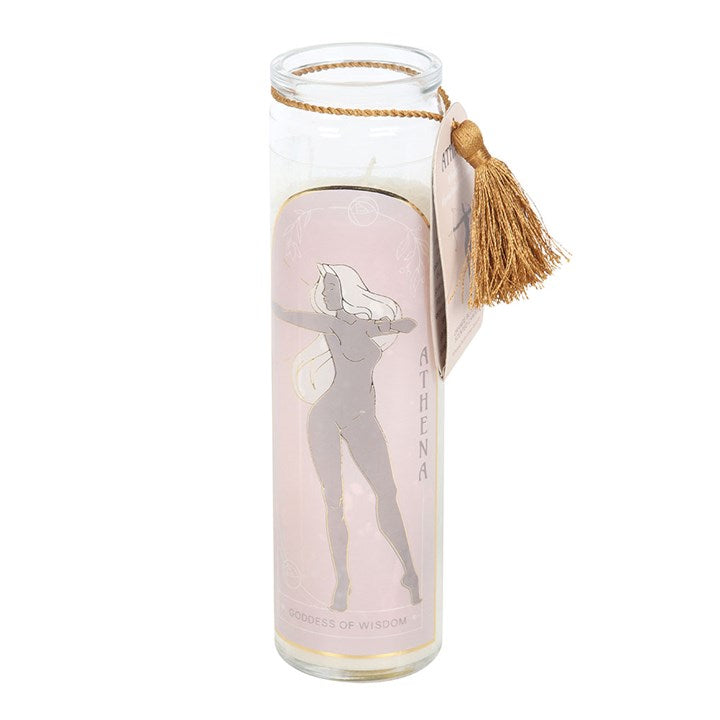 Athena Goddess Tube Candle with Clear Quartz Crystals at Witch, Please!.