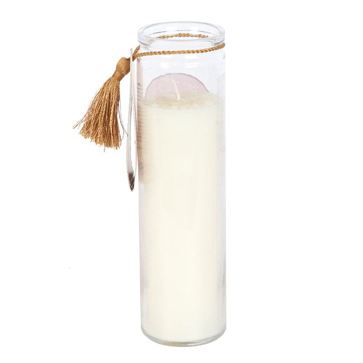 Athena Goddess Tube Candle with Clear Quartz Crystals at Witch, Please!.
