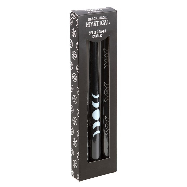 Set of 3 Black Magic Mystical Taper Candles From Witch, Please!