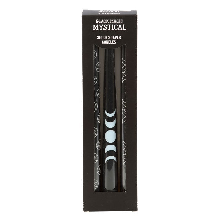 Set of 3 Black Magic Mystical Taper Candles From Witch, Please!