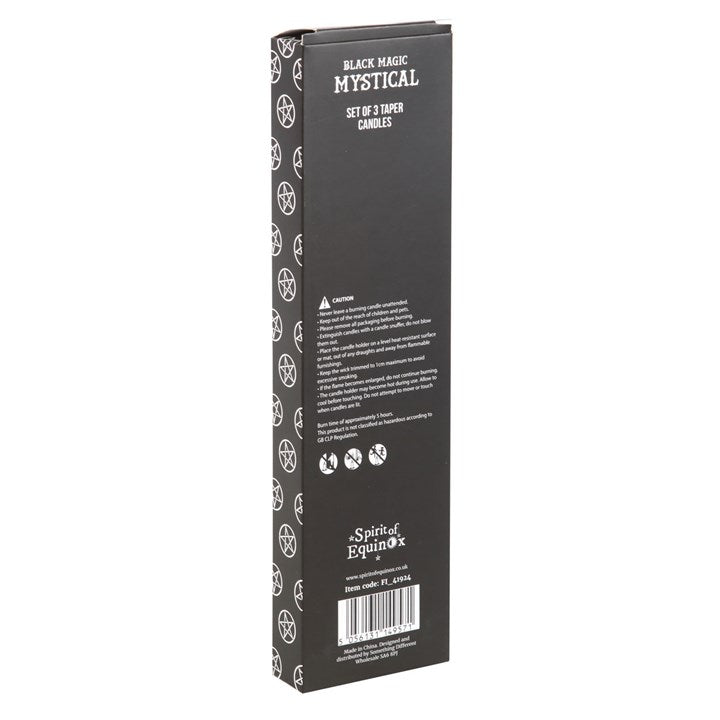 Set of 3 Black Magic Mystical Taper Candles From Witch, Please!