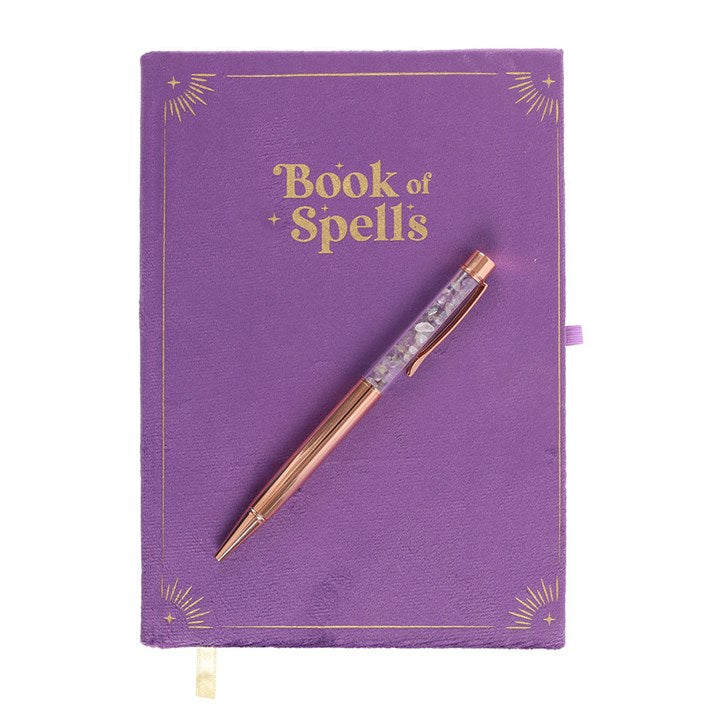 Book of Spells Journal with Amethyst Crystal Pen From Witch, Please!