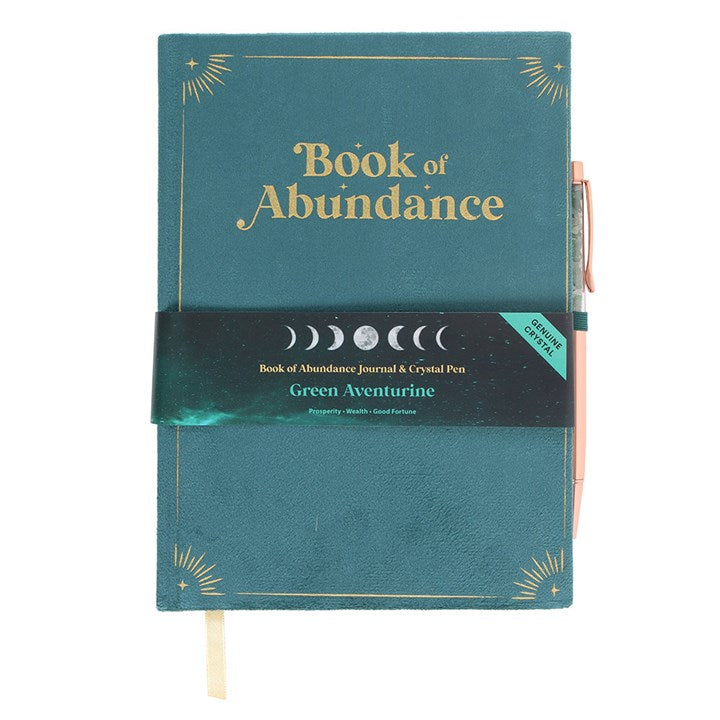 Book of Abundance Journal with Green Aventurine Crystal Pen From Witch, Please!