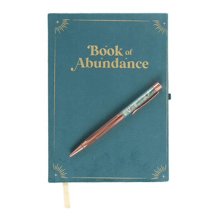 Book of Abundance Journal with Green Aventurine Crystal Pen From Witch, Please!