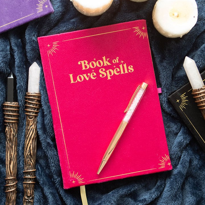 Book of Love Spells Journal with Rose Quartz Crystal Pen From Witch, Please!