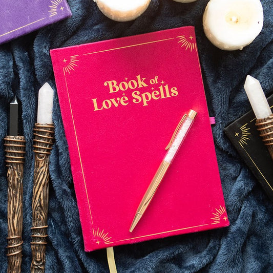 Book of Love Spells Journal with Rose Quartz Crystal Pen From Witch, Please!