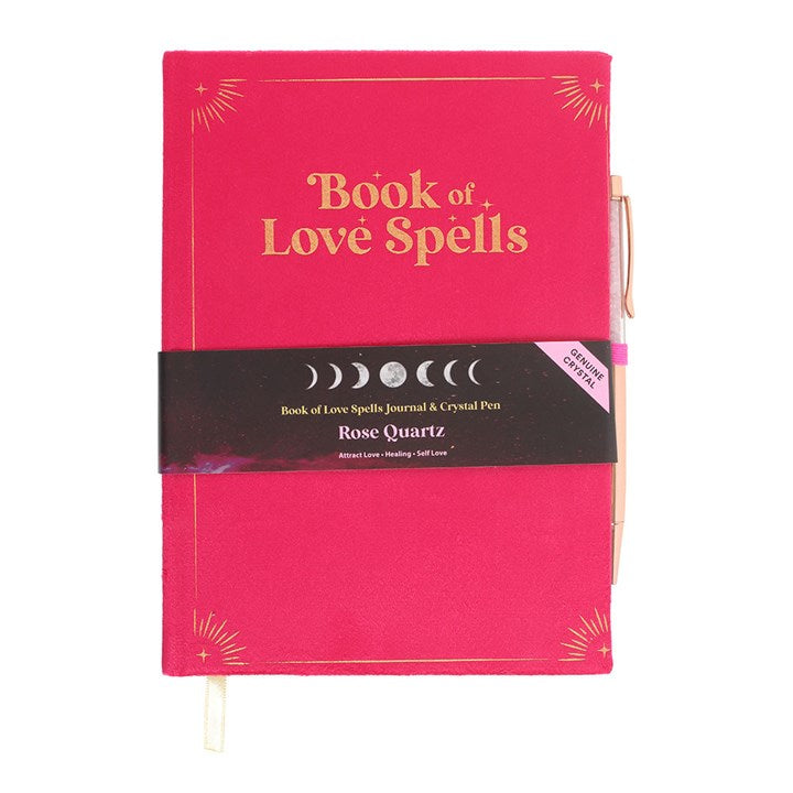 Book of Love Spells Journal with Rose Quartz Crystal Pen From Witch, Please!