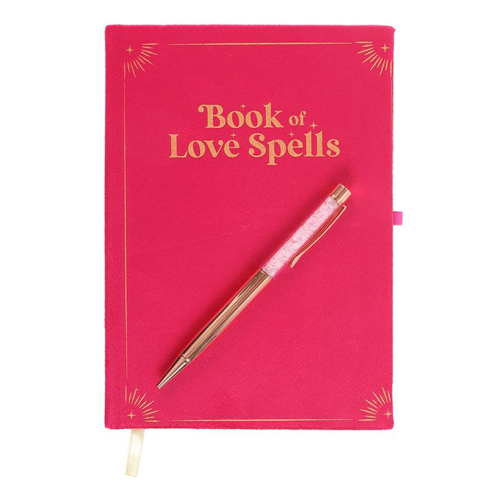 Book of Love Spells Journal with Rose Quartz Crystal Pen From Witch, Please!