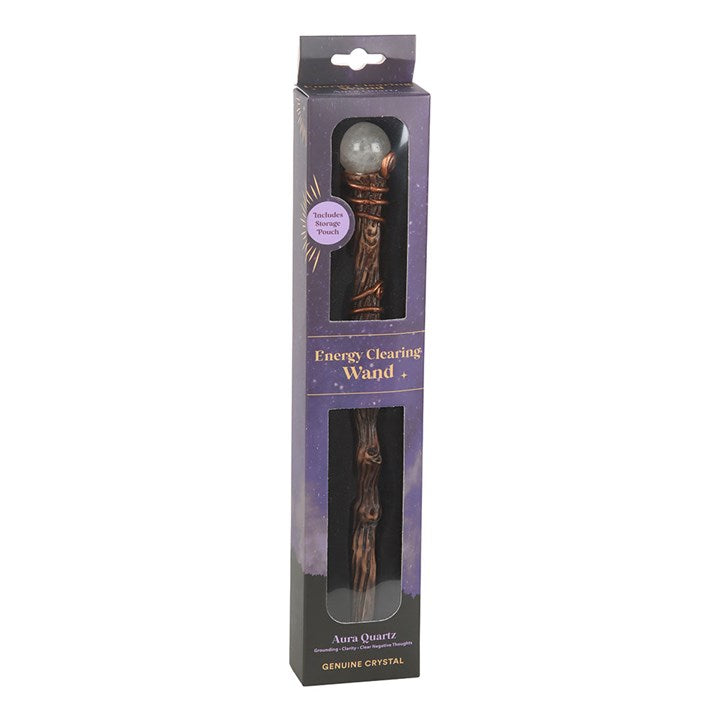 Energy Clearing Aura Quartz Crystal Wand with Pouch From Witch, Please!