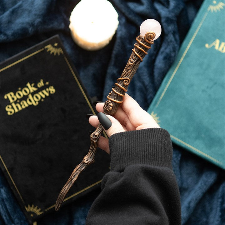 Romance Rose Quartz Crystal Wand with Pouch From Witch, Please!