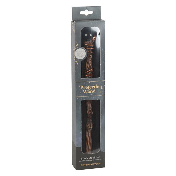 Protection Black Obsidian Crystal  Wand with Pouch From Witch, Please!