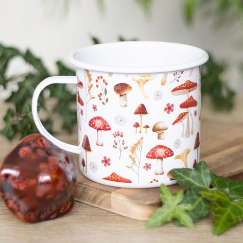 All Over Mushroom Print Enamel Mug at Witch, Please!.