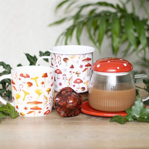 All Over Mushroom Print Enamel Mug at Witch, Please!.