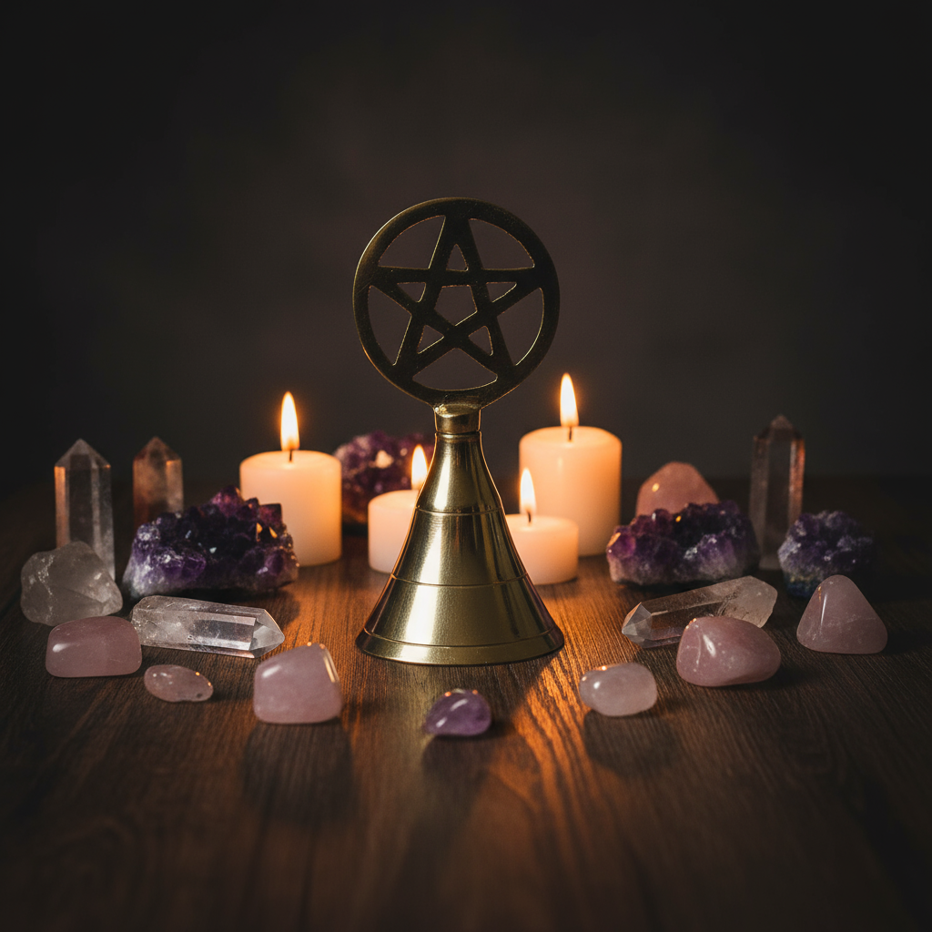 Altar Brass Bell Pentagram Handcrafted Spiritual Decor – Witch, Please!