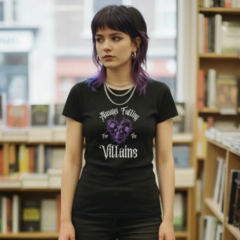 Always Falling For The Villains Bookish Romantasy Women’s T-Shirt
