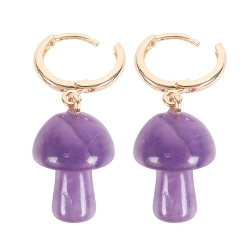 Amethyst Crystal Mushroom Earrings From Witch, Please!