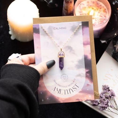 Amethyst Crystal Necklace Card From Witch, Please!