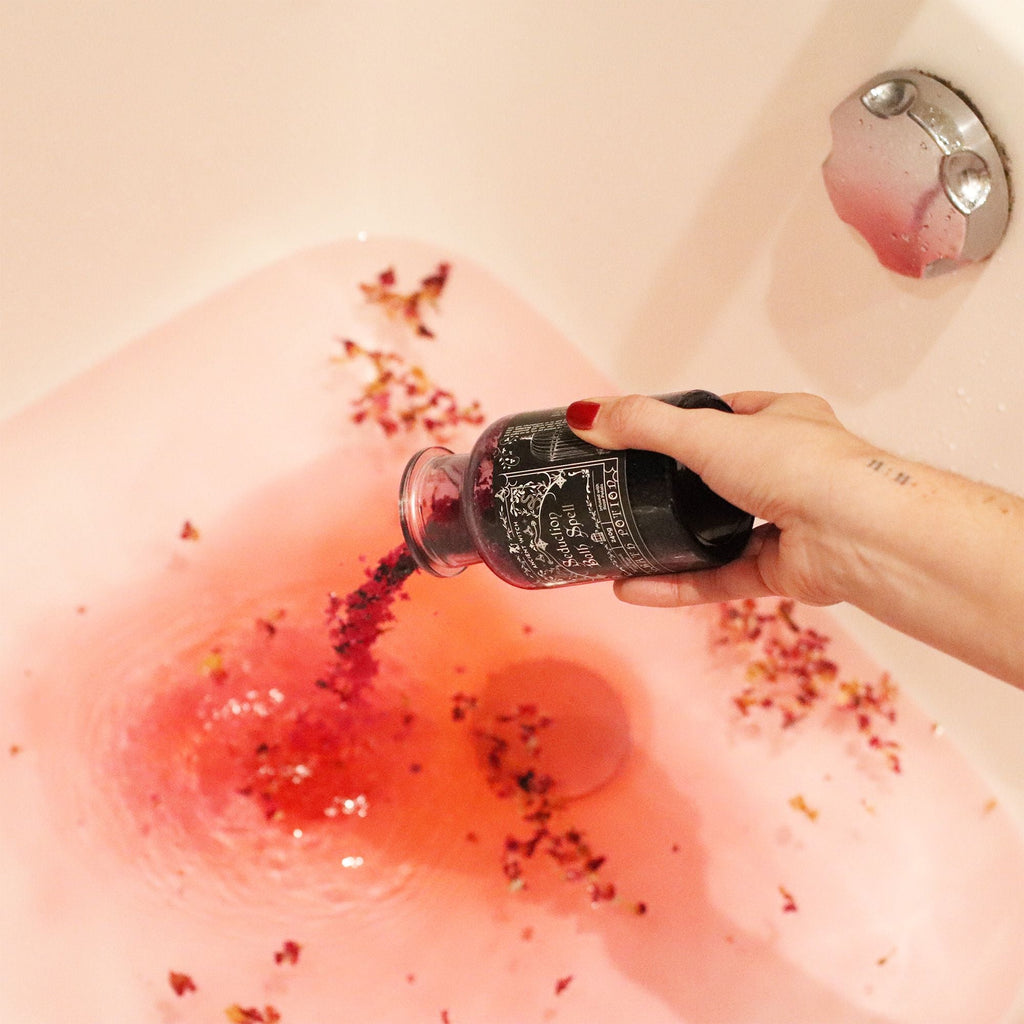 Ancient Witch Bath Spell Potion & Amethyst Crystal Amulet - Seduction Potions