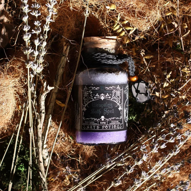 Ancient Witch Bath Spell Potion & Rock Crystal Amulet - Cleansing Potions