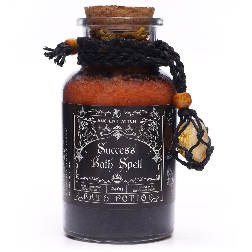Ancient Witch Bath Spell Potion & Citrine Crystal Amulet - Success Potions