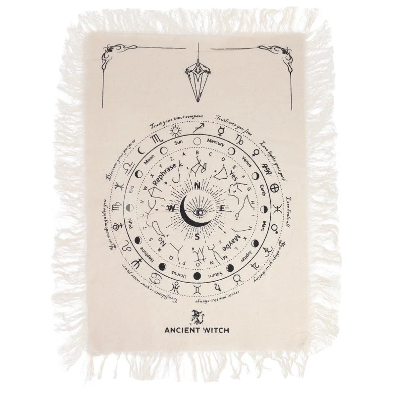 Ancient Witch Pendulum Divination Cloth - All Seeing Eye - Natural & Black Clothes