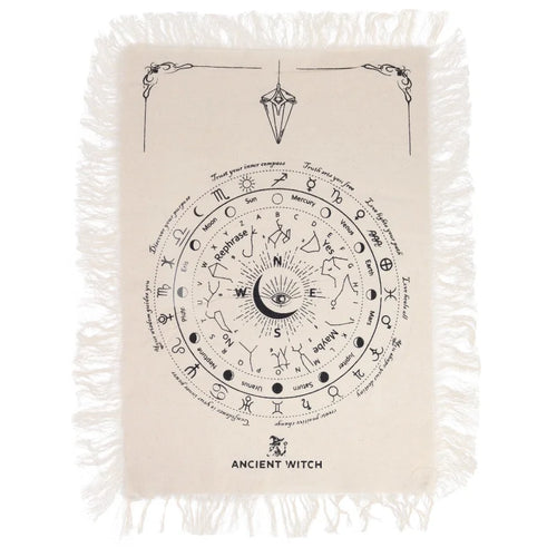 Ancient Witch Pendulum Divination Cloth - All Seeing Eye - Natural & Black Clothes