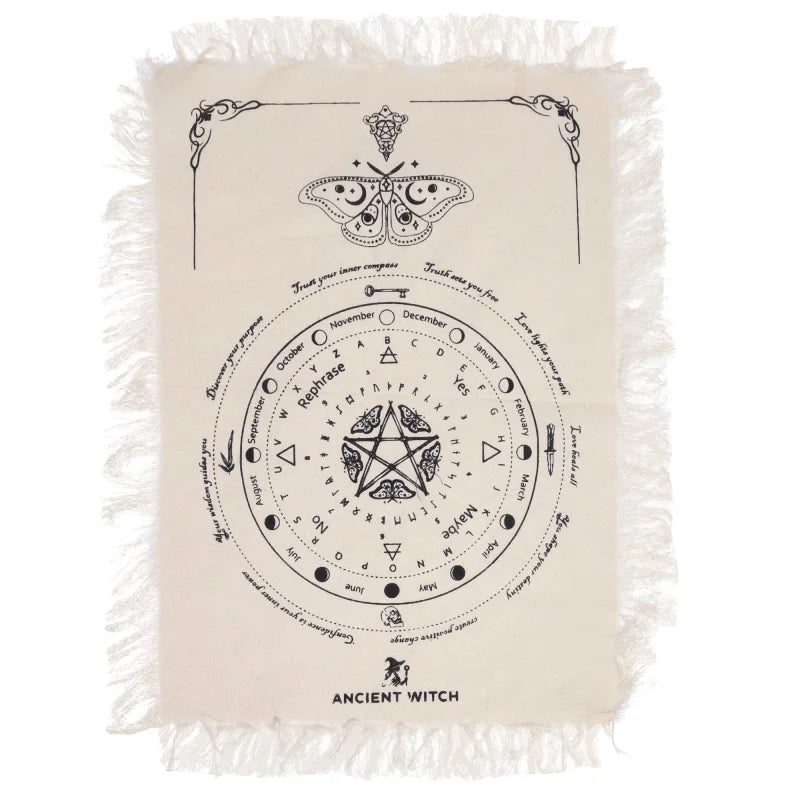 Ancient Witch Pendulum Divination Cloth - Mystic Moth - Natural & Black Clothes