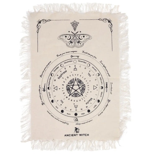 Ancient Witch Pendulum Divination Cloth - Mystic Moth - Natural & Black Clothes