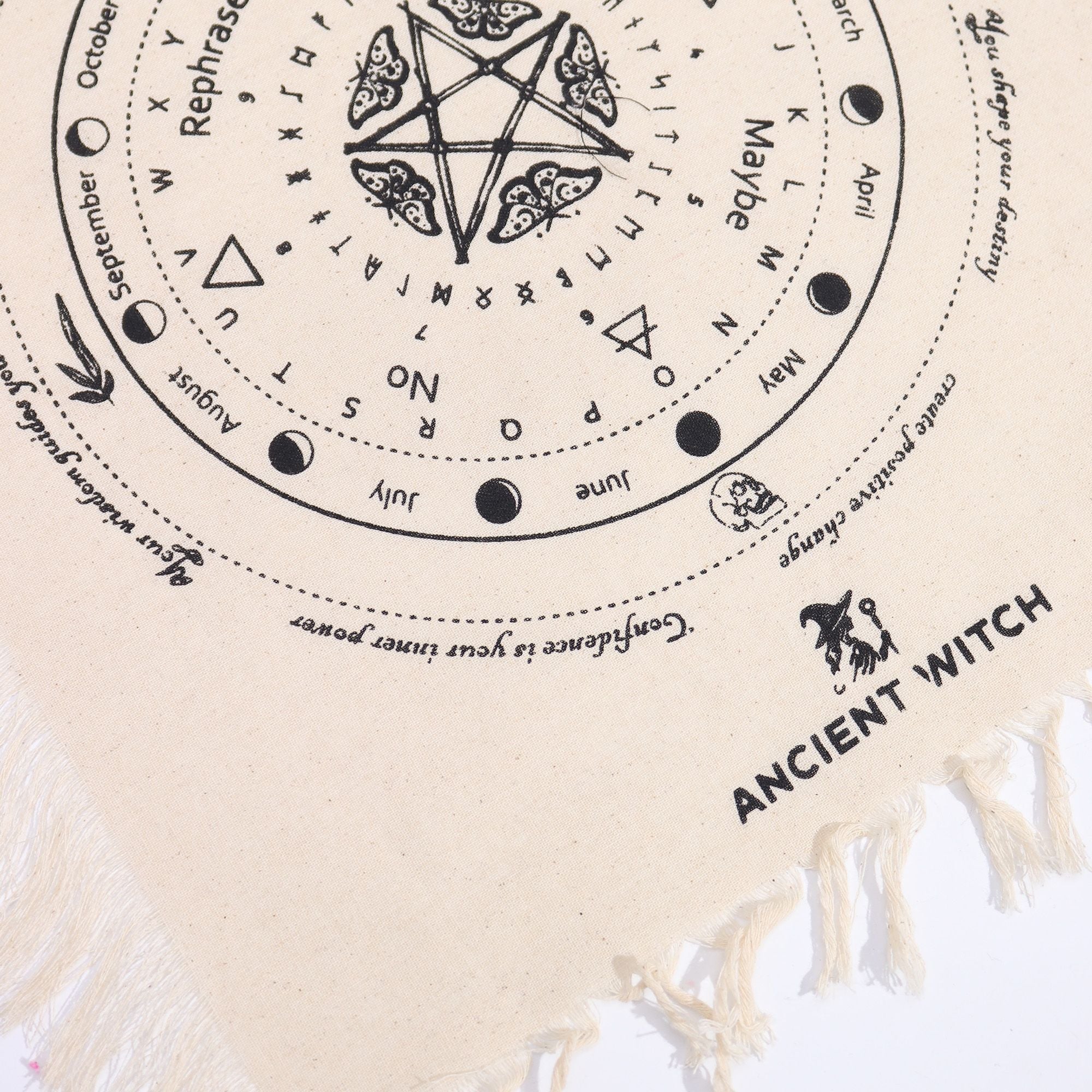 Ancient Witch Pendulum Divination Cloth - Mystic Moth - Natural & Black Clothes