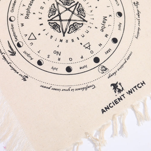 Ancient Witch Pendulum Divination Cloth - Mystic Moth - Natural & Black Clothes