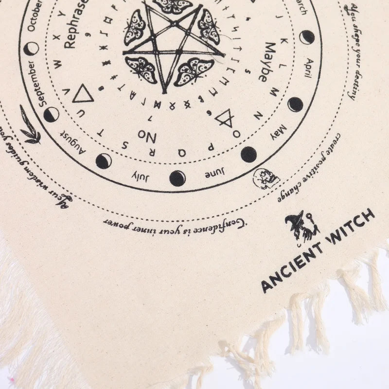 Ancient Witch Pendulum Divination Cloth - Mystic Moth - Natural & Black Clothes