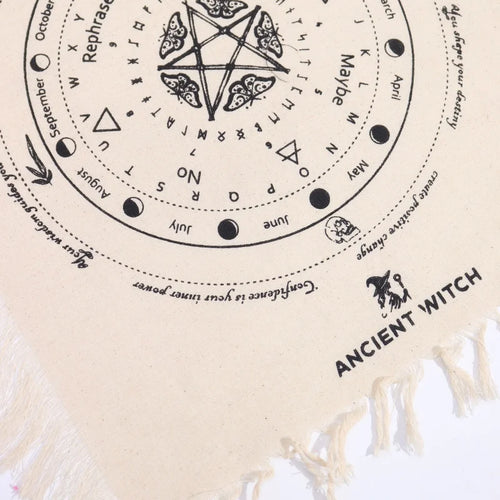 Ancient Witch Pendulum Divination Cloth - Mystic Moth - Natural & Black Clothes