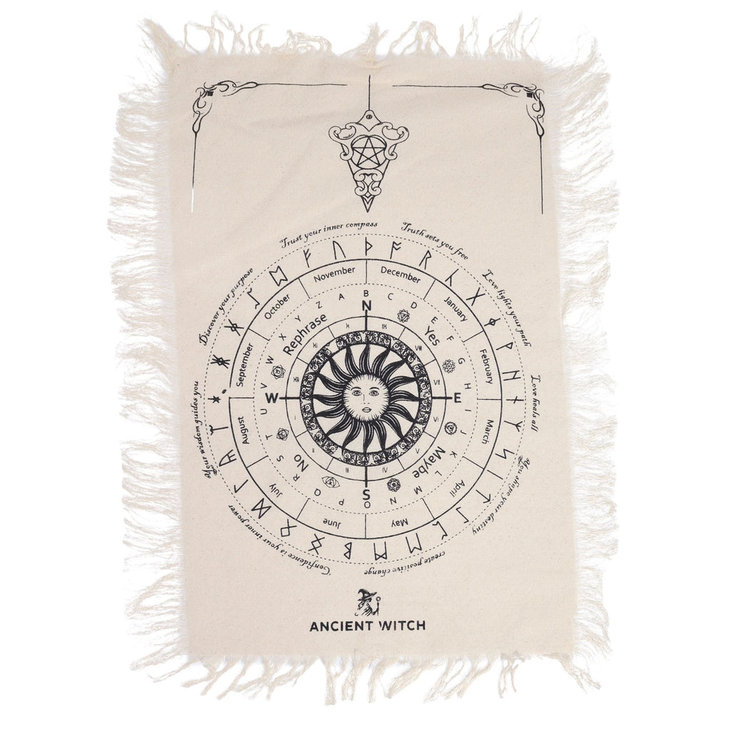 Ancient Witch Pendulum Divination Cloth - Sun Face - Natural & Black Clothes