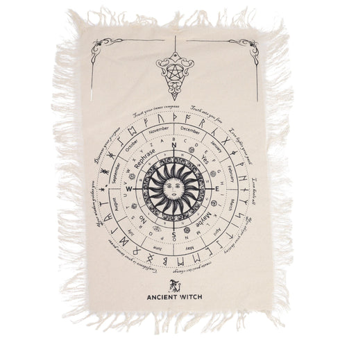 Ancient Witch Pendulum Divination Cloth - Sun Face - Natural & Black Clothes