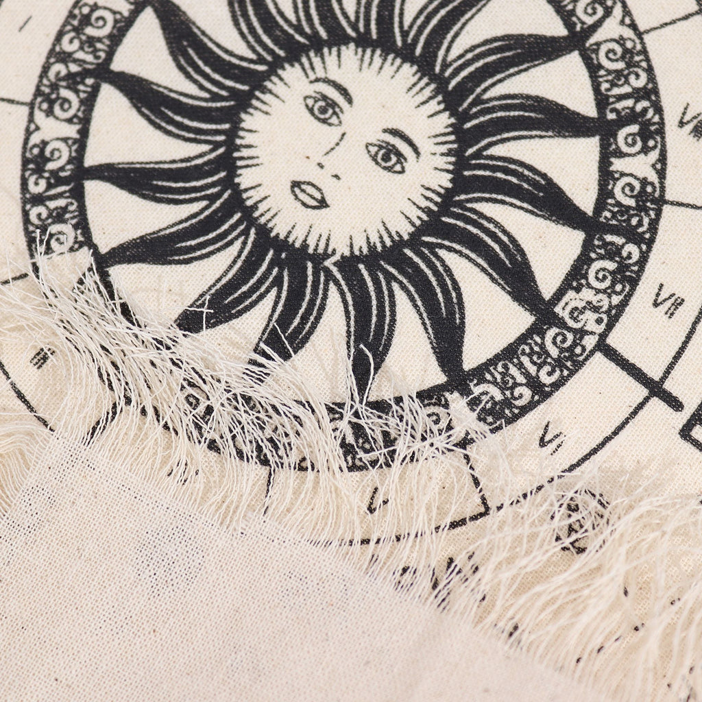 Ancient Witch Pendulum Divination Cloth - Sun Face - Natural & Black Clothes