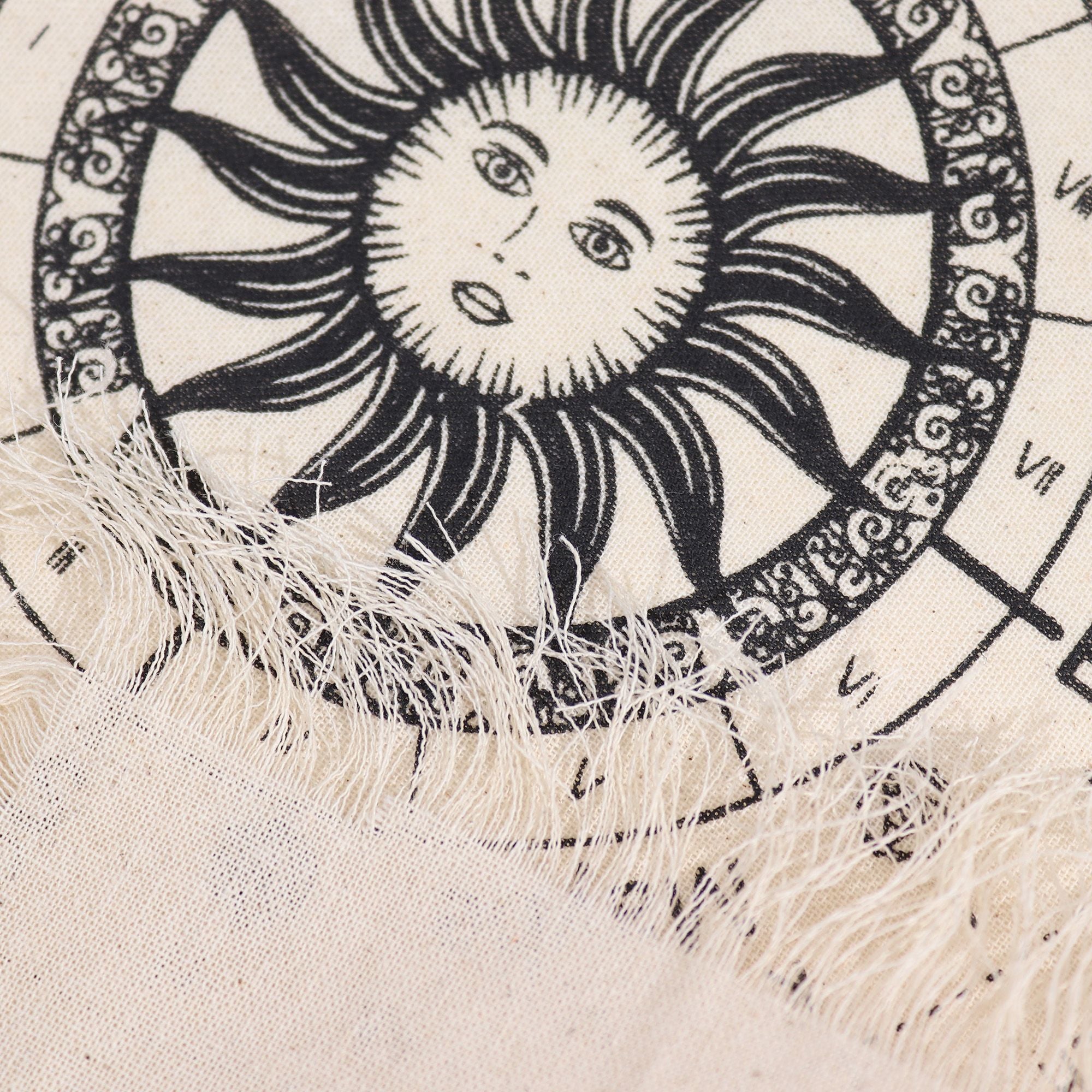 Ancient Witch Pendulum Divination Cloth - Sun Face - Natural & Black Clothes