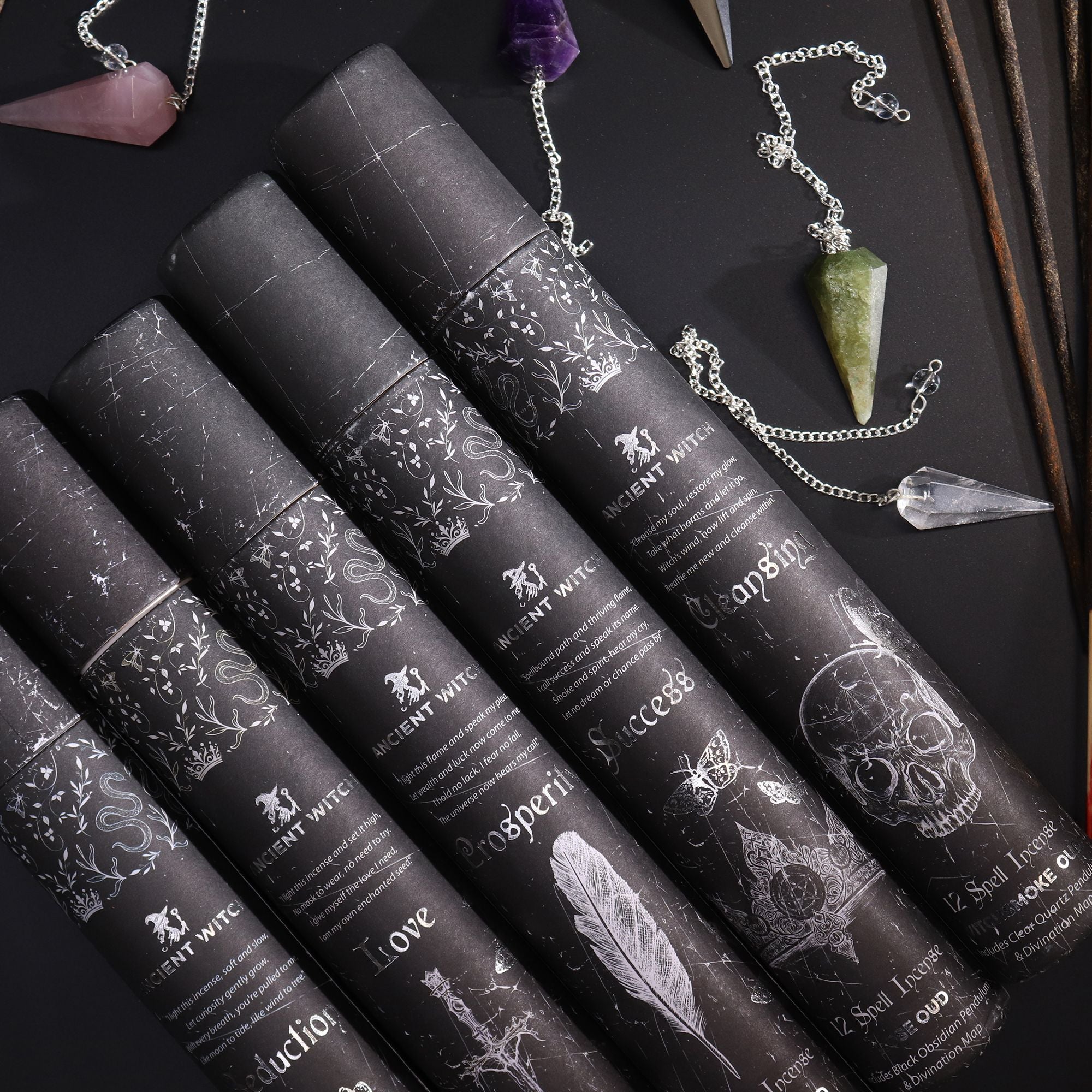 Ancient Witch Spell Incense - Success - Black Obsidian Pendulum