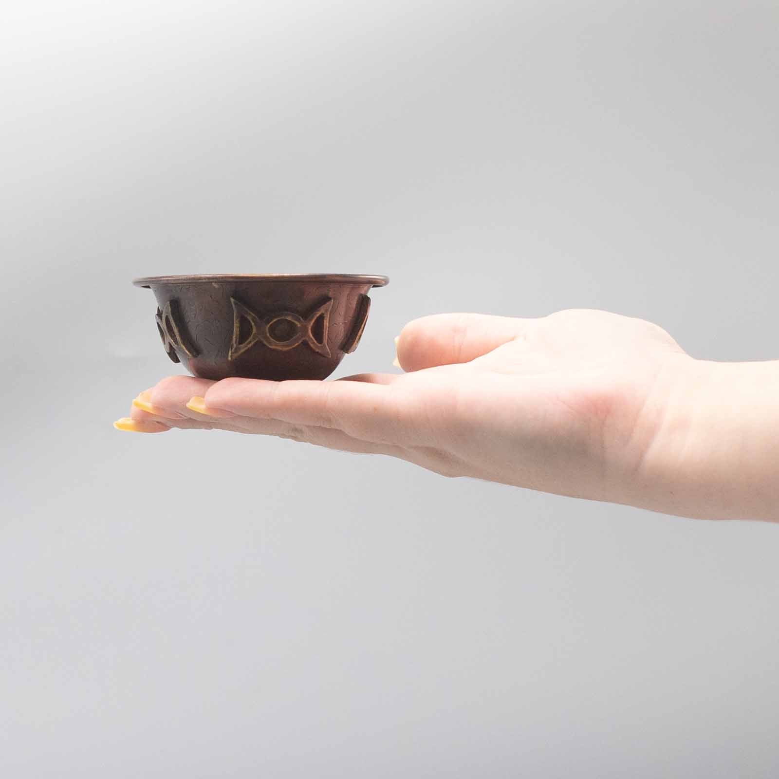 Antique Copper Ritual Bowl with Triple Moon 8x4cm From Witch, Please!