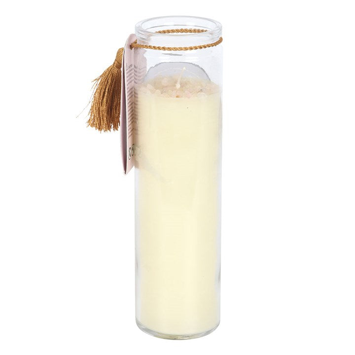 Aphrodite Goddess Tube Candle with Rose Quartz Crystals at Witch, Please!.