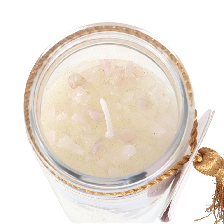 Aphrodite Goddess Tube Candle with Rose Quartz Crystals at Witch, Please!.