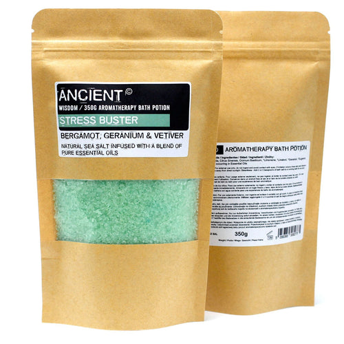 Aromatherapy Bath Potion in Kraft Bag 350g - Stress Buster - Aromatherapy Bath Potion 350g