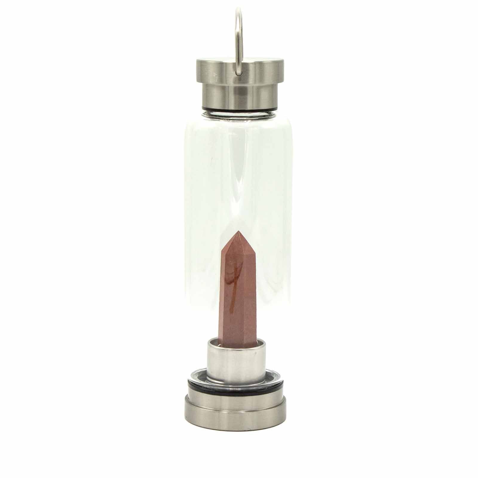 Crystal Infused Glass Water Bottle - Invigorating Red Jasper - Obelisk - Crystal Infused Glass Bottle 500 ml