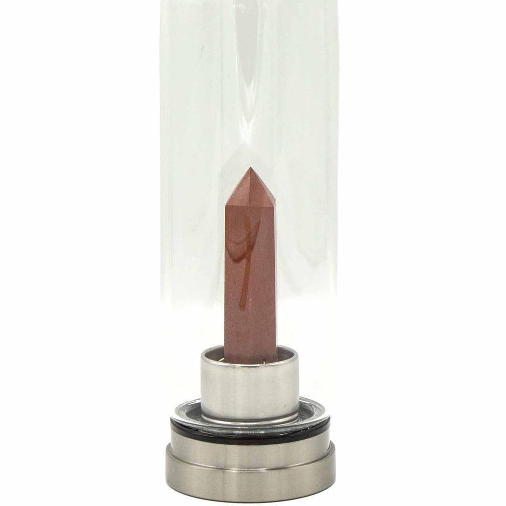 Crystal Infused Glass Water Bottle - Invigorating Red Jasper - Obelisk - Crystal Infused Glass Bottle 500 ml
