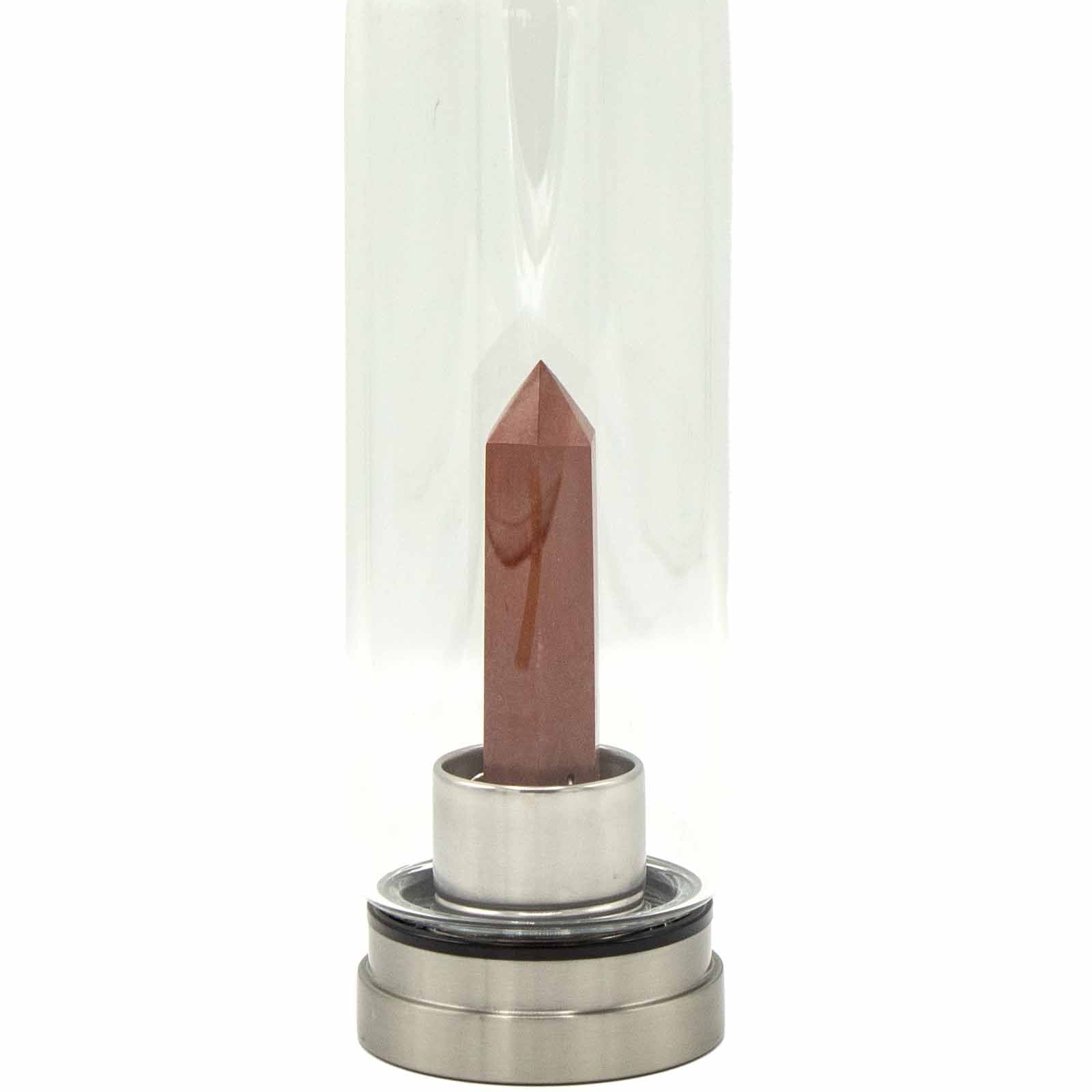 Crystal Infused Glass Water Bottle - Invigorating Red Jasper - Obelisk - Crystal Infused Glass Bottle 500 ml