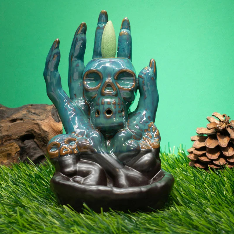 Backflow Incense Burner - Skull in Hand