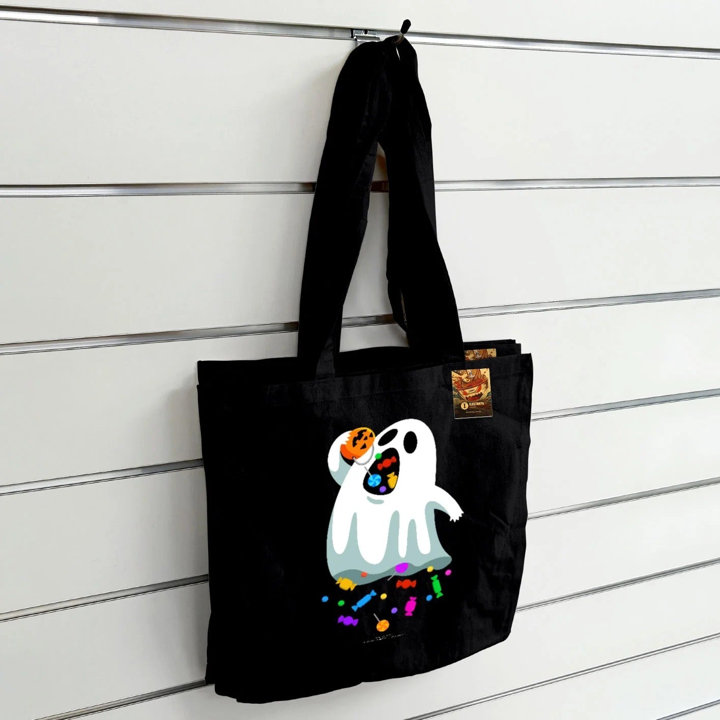 Benjimoji (Hungry Ghost) Black Tote Bag Bags