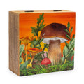 Big Square Box 15x17.5x8cm - Mushroom Design Maroon Enamelled Boxes and Trays