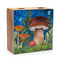 Big Square Box 15x17.5x8cm - Mushroom Design Teal Enamelled Boxes and Trays
