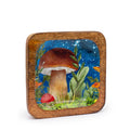 Big Square Trinket Tray 15x15x2.5cm - Mushroom Design Teal Enamelled Boxes and Trays