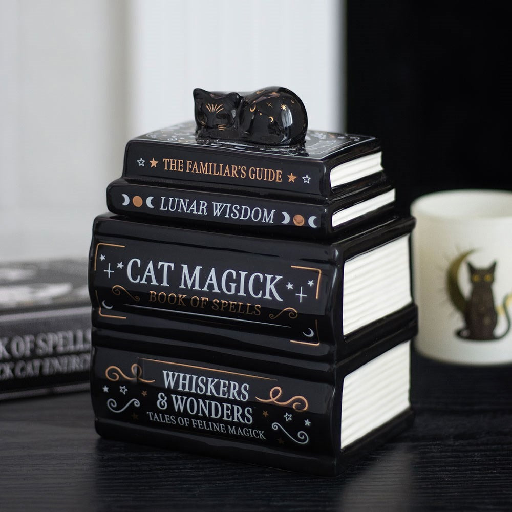 Black Cat Book Stack Oil Burner